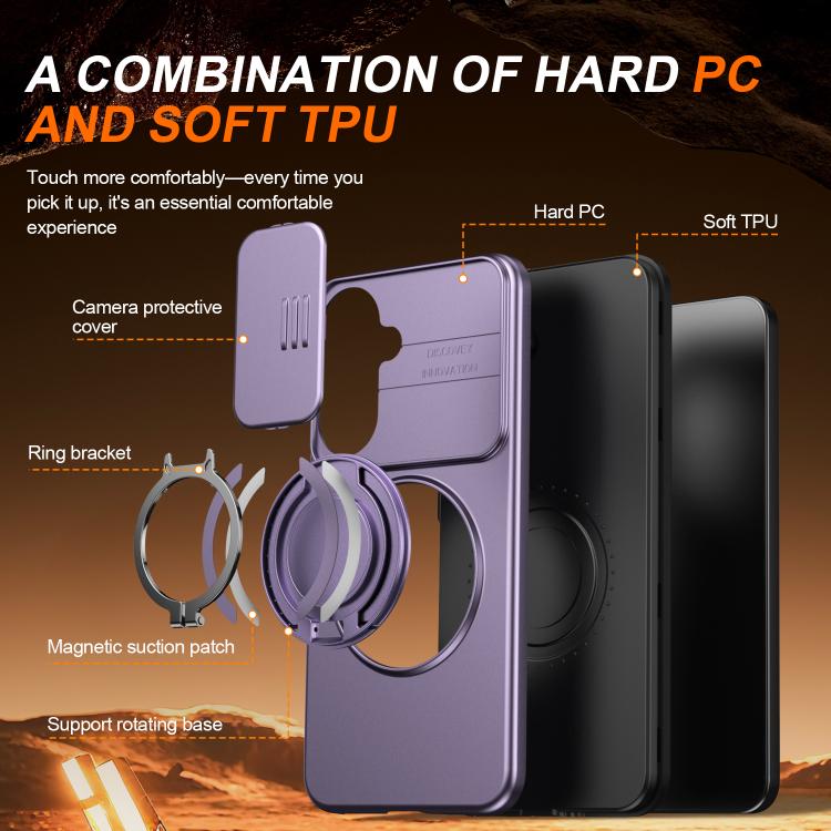 For Galaxy A57 5G Camera Sliding Shield Magnetic Rotation Holder Phone Case