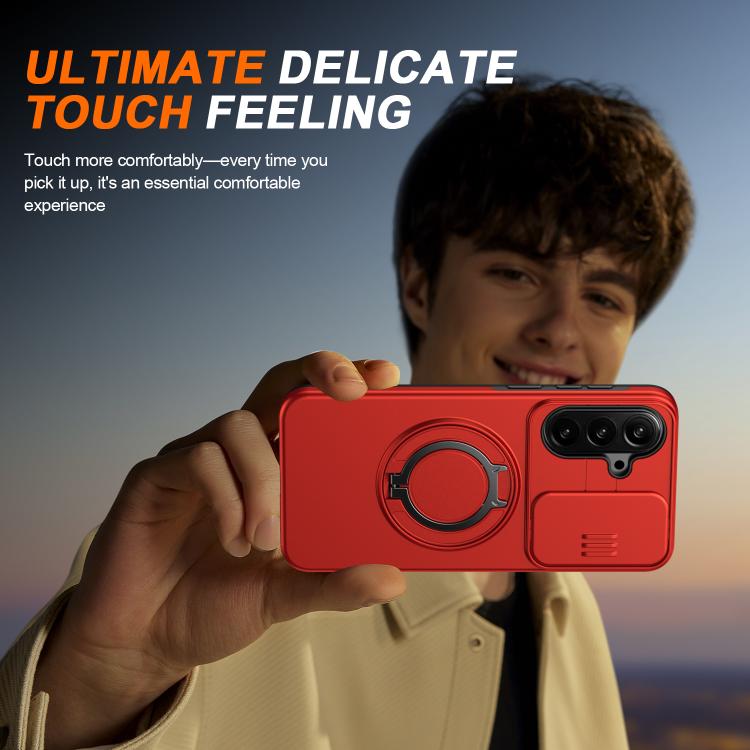 For Galaxy A57 5G Camera Sliding Shield Magnetic Rotation Holder Phone Case