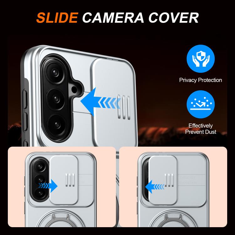 For Galaxy A57 5G Camera Sliding Shield Magnetic Rotation Holder Phone Case