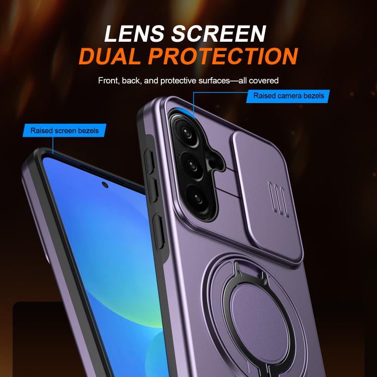 For Galaxy A56 5G Camera Sliding Shield Magnetic Rotation Holder Phone Case