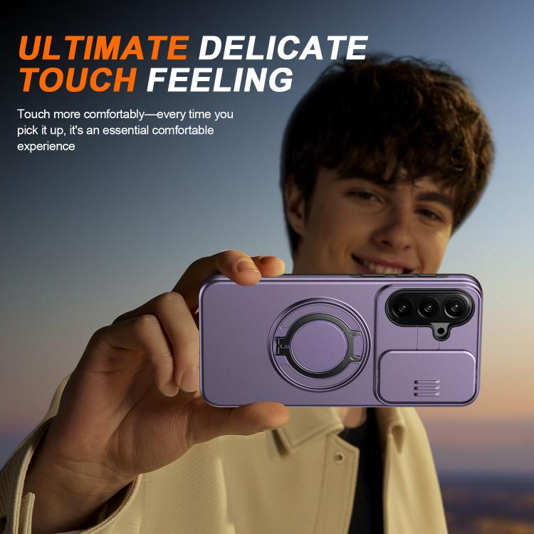 For Galaxy A56 5G Camera Sliding Shield Magnetic Rotation Holder Phone Case