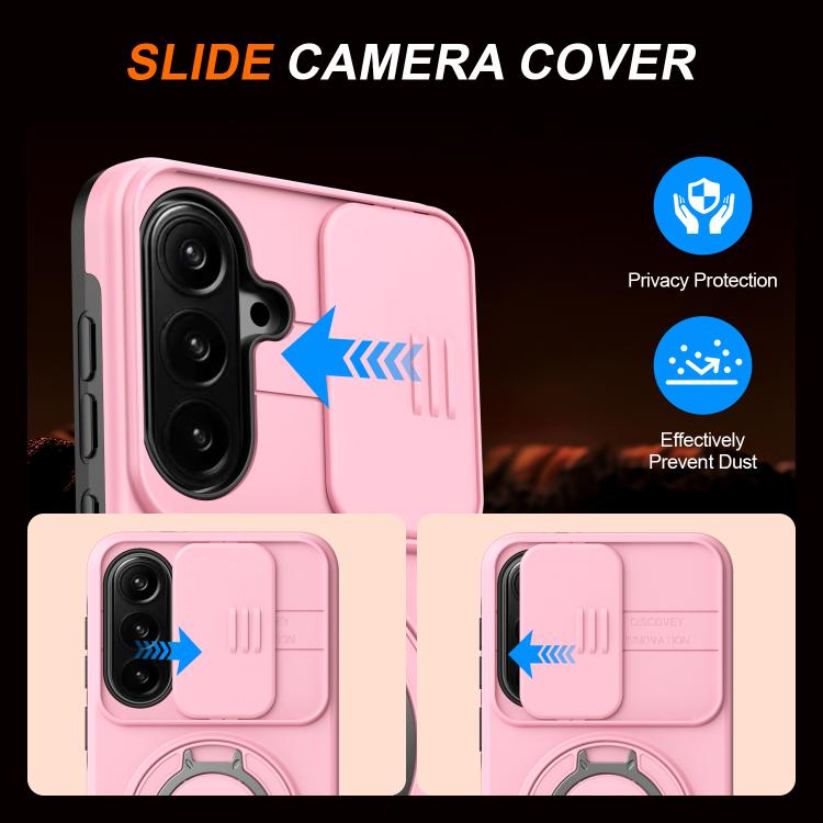 For Galaxy A56 5G Camera Sliding Shield Magnetic Rotation Holder Phone Case
