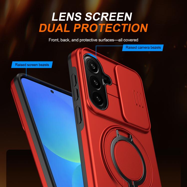 For Galaxy A56 5G Camera Sliding Shield Magnetic Rotation Holder Phone Case
