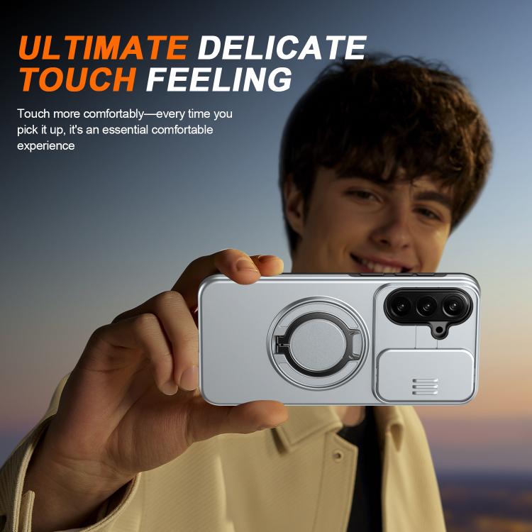 For Galaxy A56 5G Camera Sliding Shield Magnetic Rotation Holder Phone Case