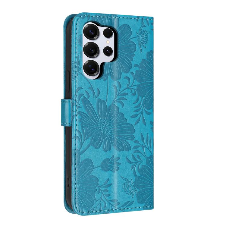 For Samsung Galaxy S26 Ultra 5G Sunflower Embossed Vegan Leather Phone Case with Small Black Rope