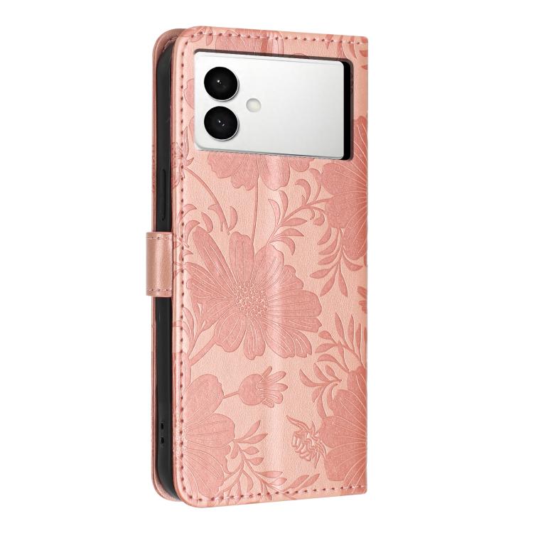 For Samsung Galaxy S26 Edge 5G Sunflower Embossed Vegan Leather Phone Case with Small Black Rope
