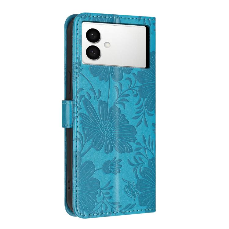For Samsung Galaxy S26 Edge 5G Sunflower Embossed Vegan Leather Phone Case with Small Black Rope