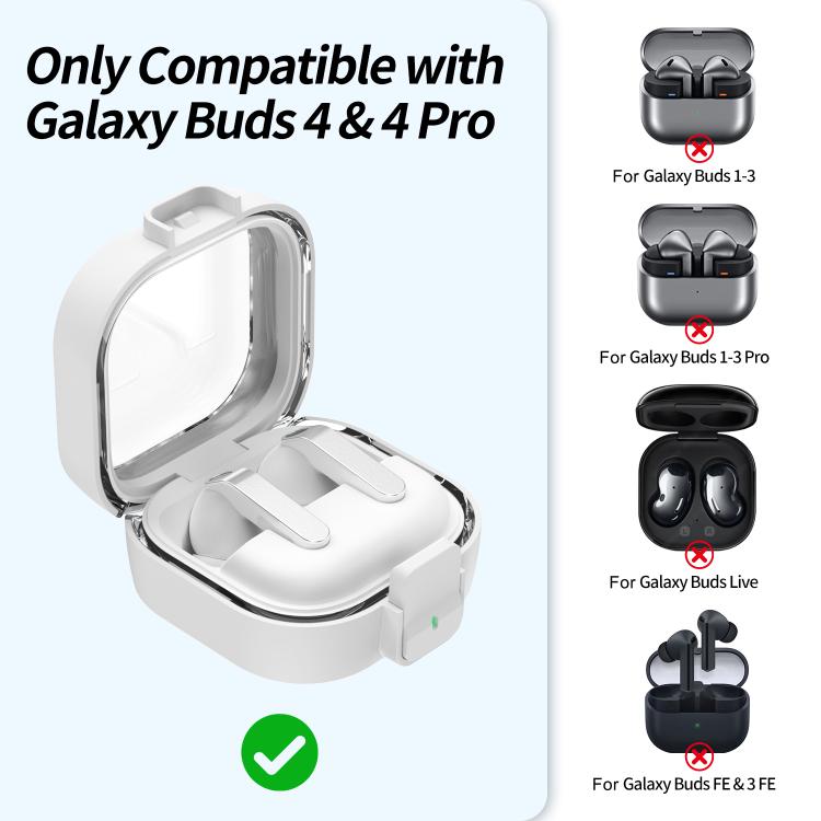 For Samsung Galaxy Buds4 / Buds4 Pro Clear Color Snap Closure PC Earphones Protective Case