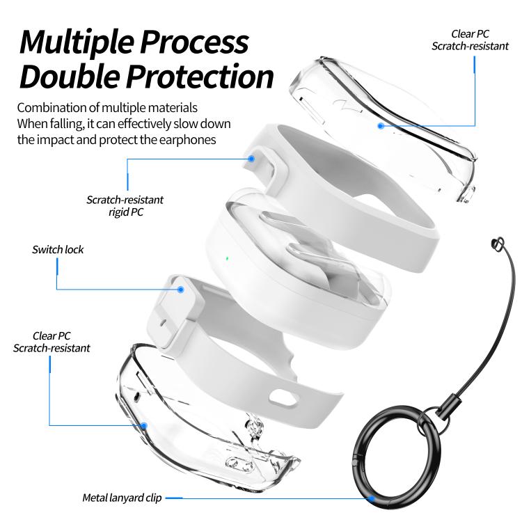 For Samsung Galaxy Buds4 / Buds4 Pro Clear Color Snap Closure PC Earphones Protective Case
