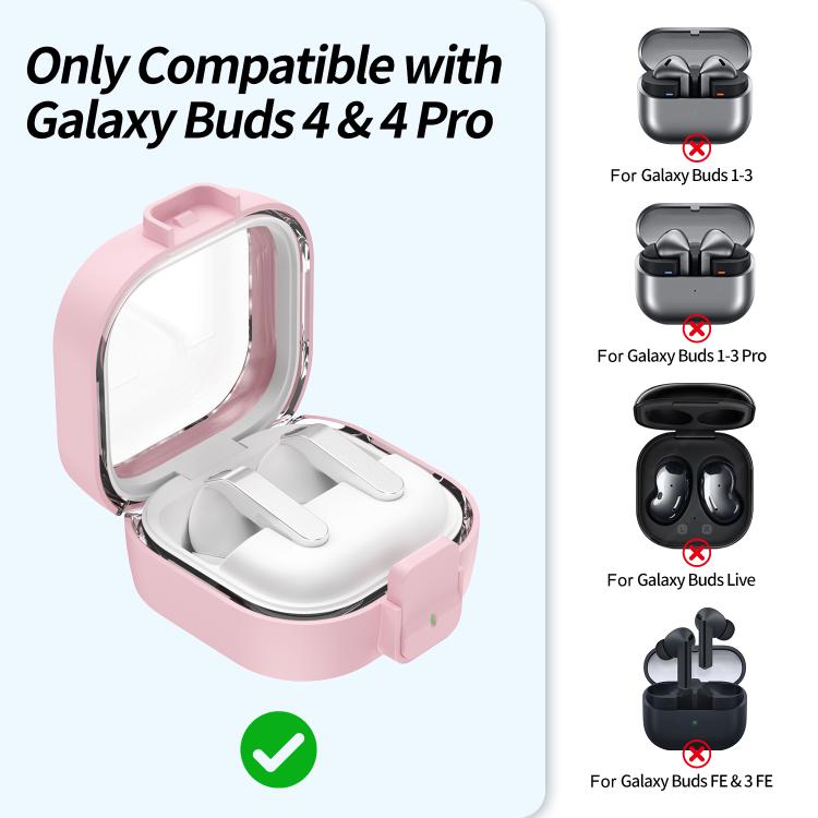 For Samsung Galaxy Buds4 / Buds4 Pro Clear Color Snap Closure PC Earphones Protective Case