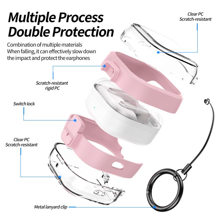 For Samsung Galaxy Buds4 / Buds4 Pro Clear Color Snap Closure PC Earphones Protective Case