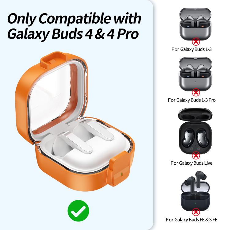 For Samsung Galaxy Buds4 / Buds4 Pro Clear Color Snap Closure PC Earphones Protective Case