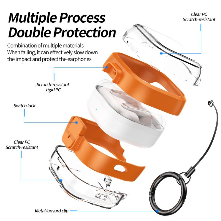 For Samsung Galaxy Buds4 / Buds4 Pro Clear Color Snap Closure PC Earphones Protective Case
