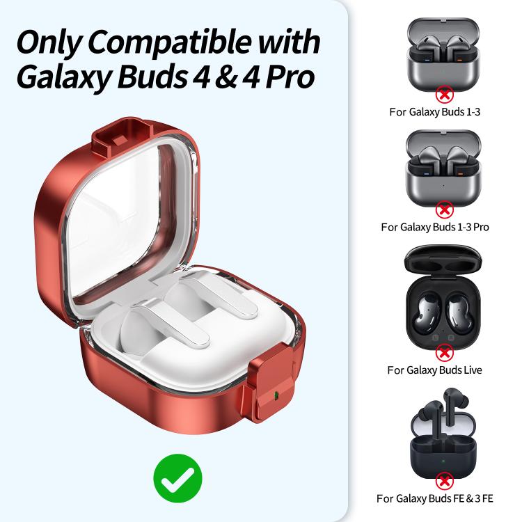 For Samsung Galaxy Buds4 / Buds4 Pro Clear Color Snap Closure PC Earphones Protective Case