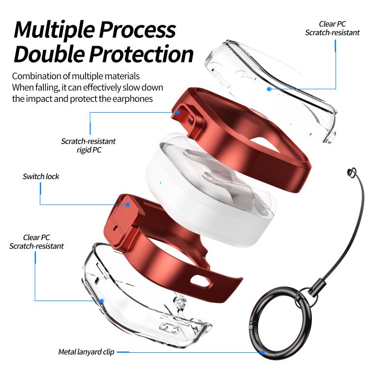 For Samsung Galaxy Buds4 / Buds4 Pro Clear Color Snap Closure PC Earphones Protective Case
