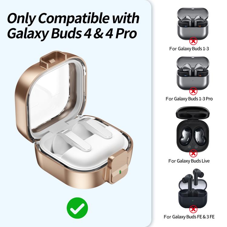 For Samsung Galaxy Buds4 / Buds4 Pro Clear Color Snap Closure PC Earphones Protective Case