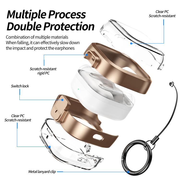 For Samsung Galaxy Buds4 / Buds4 Pro Clear Color Snap Closure PC Earphones Protective Case