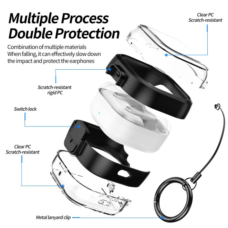 For Samsung Galaxy Buds4 / Buds4 Pro Clear Color Snap Closure PC Earphones Protective Case