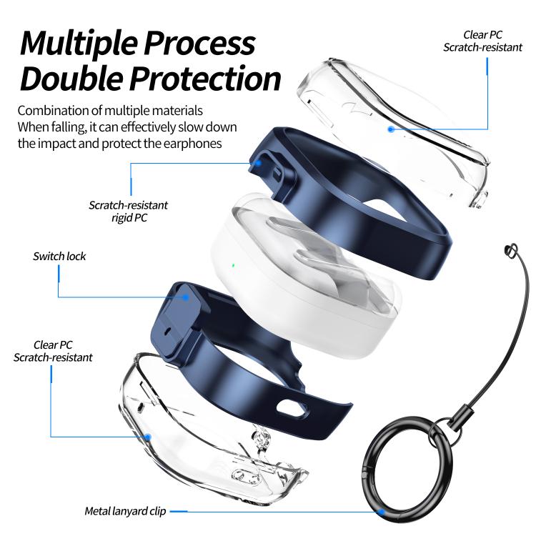 For Samsung Galaxy Buds4 / Buds4 Pro Clear Color Snap Closure PC Earphones Protective Case
