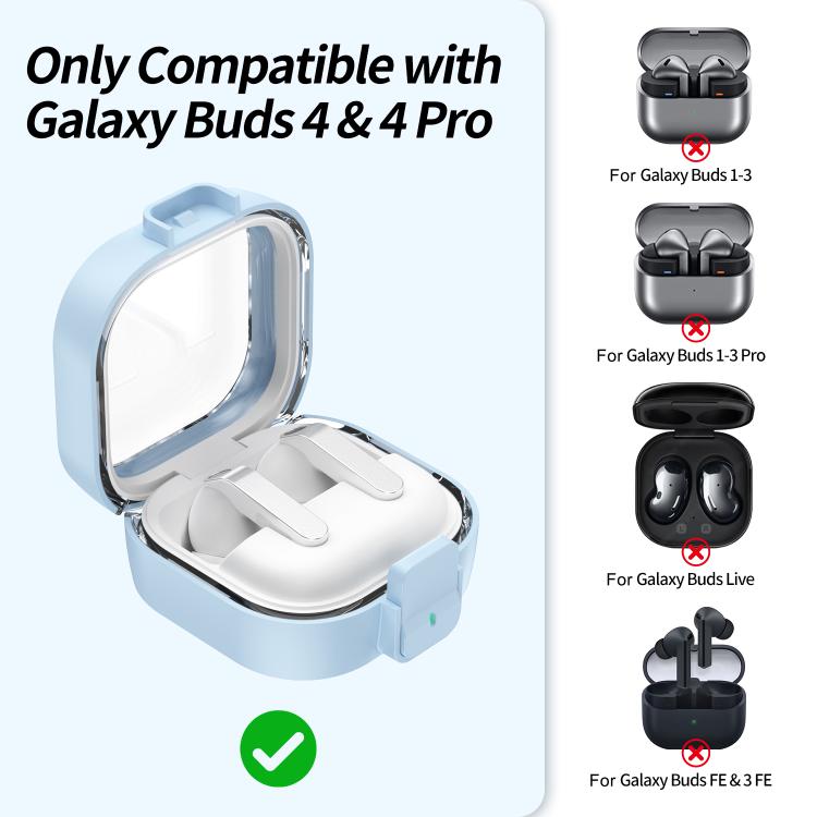 For Samsung Galaxy Buds4 / Buds4 Pro Clear Color Snap Closure PC Earphones Protective Case