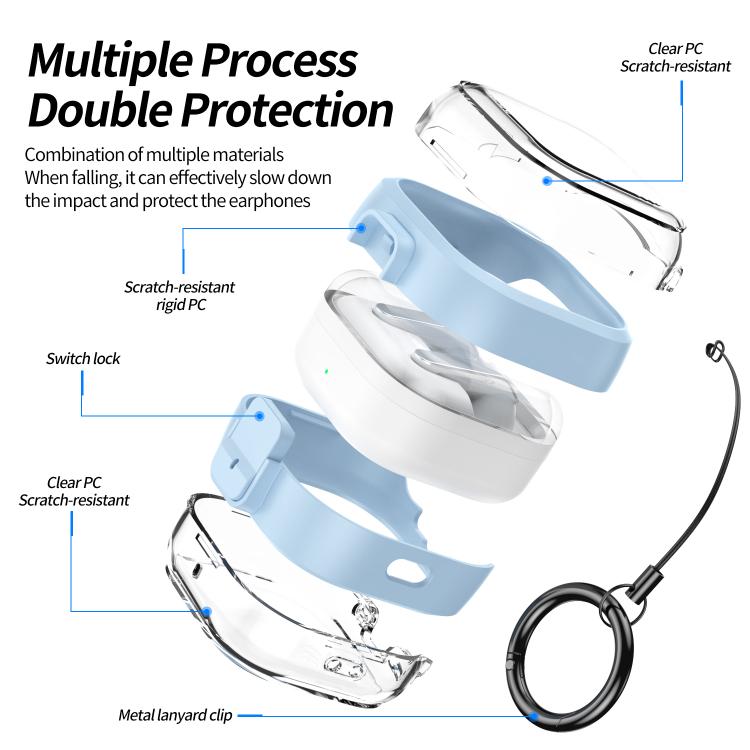 For Samsung Galaxy Buds4 / Buds4 Pro Clear Color Snap Closure PC Earphones Protective Case