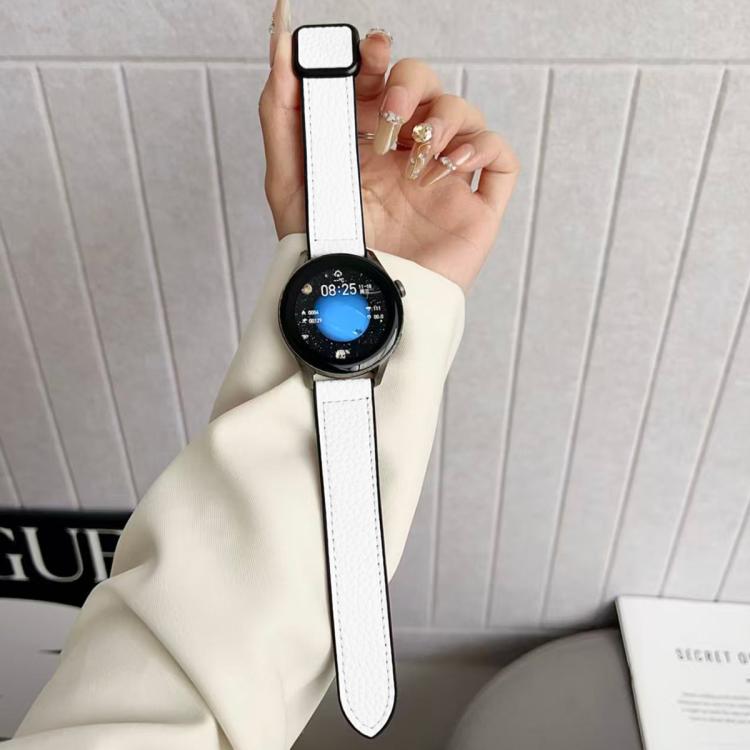 18mm xDfind Flat-head Litchi Texture Vegan Leather Magnetic Buckle Watch Band
