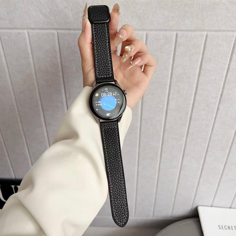 18mm xDfind Flat-head Litchi Texture Vegan Leather Magnetic Buckle Watch Band
