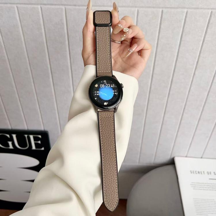 18mm xDfind Flat-head Litchi Texture Vegan Leather Magnetic Buckle Watch Band