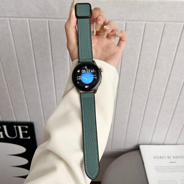18mm xDfind Flat-head Litchi Texture Vegan Leather Magnetic Buckle Watch Band