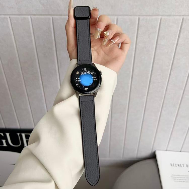 18mm xDfind Flat-head Litchi Texture Vegan Leather Magnetic Buckle Watch Band