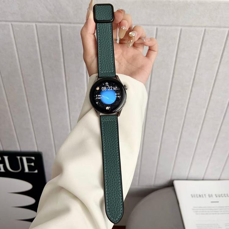 18mm xDfind Flat-head Litchi Texture Vegan Leather Magnetic Buckle Watch Band
