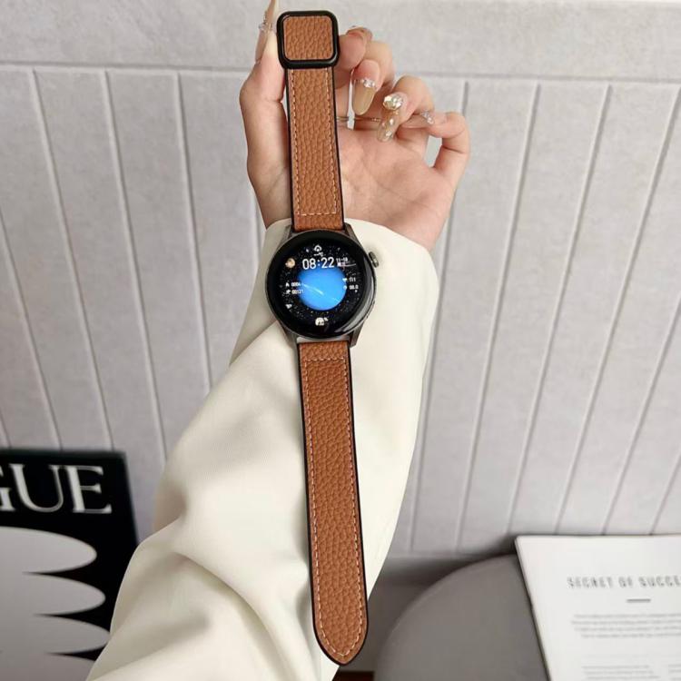 18mm xDfind Flat-head Litchi Texture Vegan Leather Magnetic Buckle Watch Band