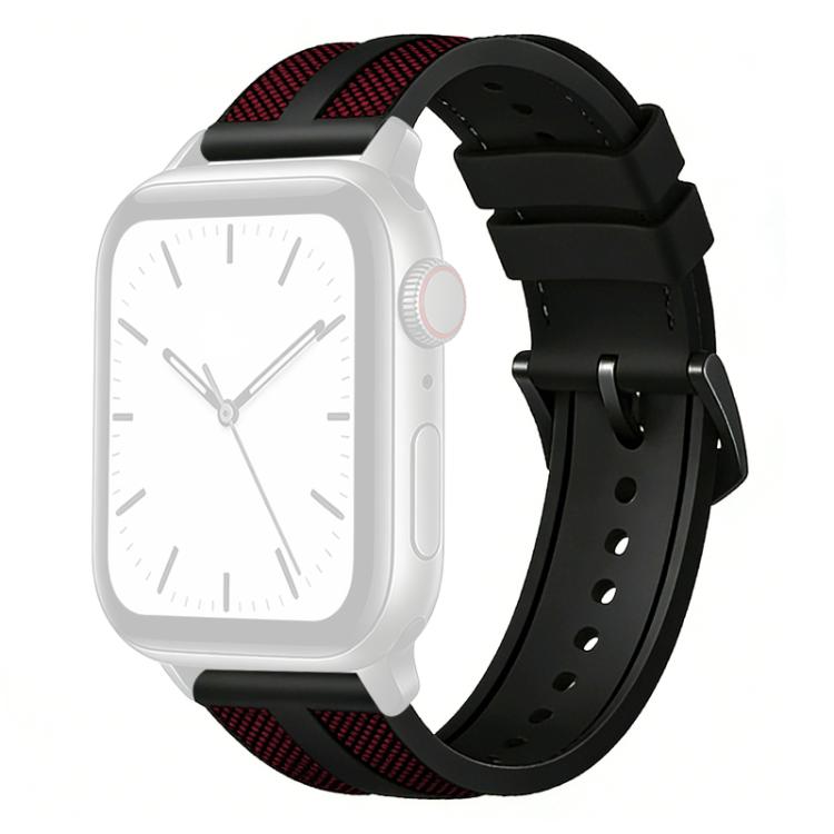 For Apple Watch 42 / 44 / 45 / 46 / 49mm xDfind Flame Hybrid Nylon Braid Silicone Watch Band