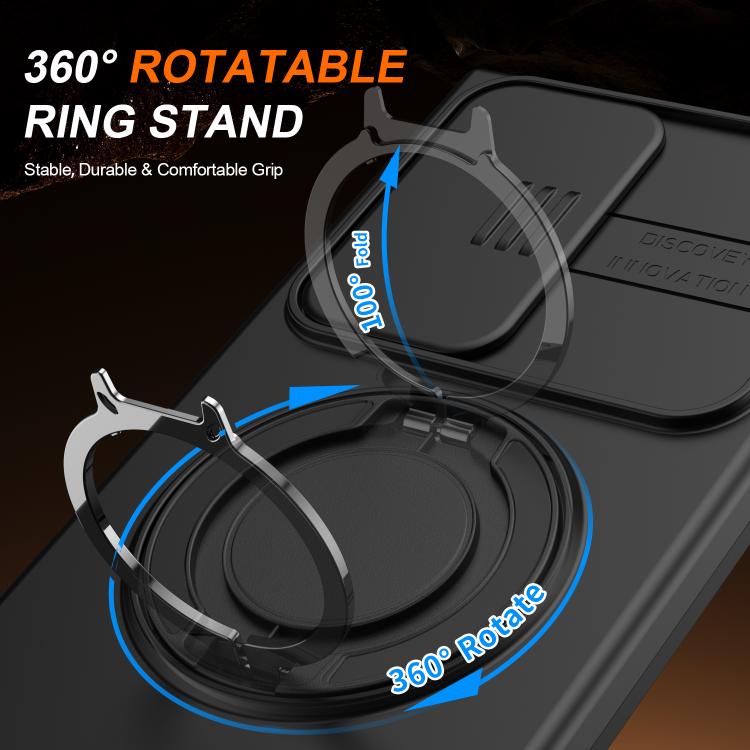 For Samsung Galaxy S24 Ultra 5G Camera Sliding Shield Magnetic Rotation Holder Phone Case