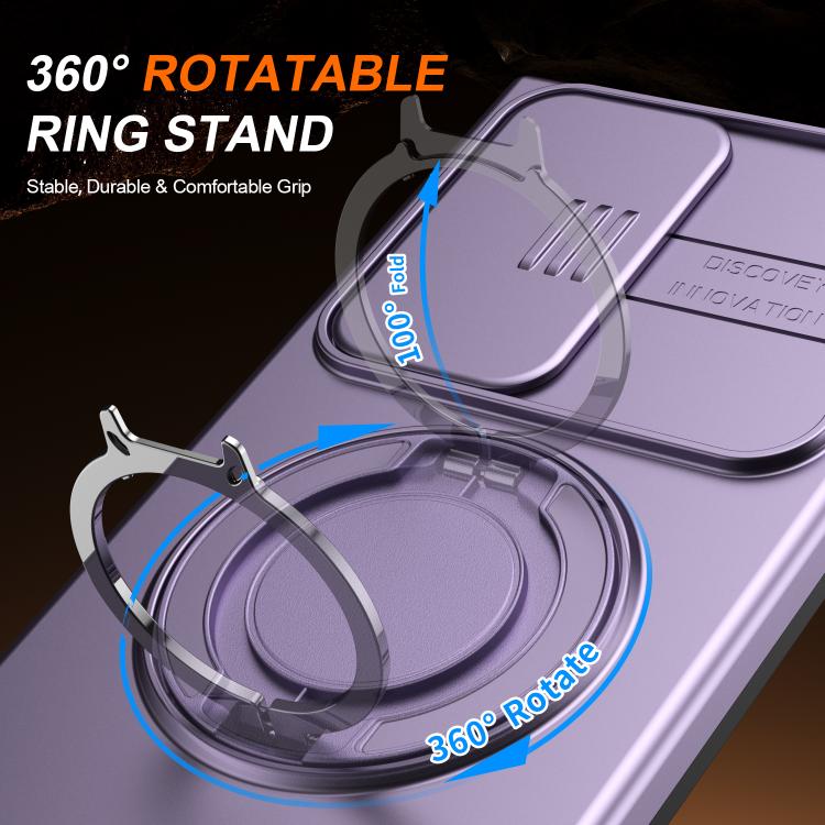 For Samsung Galaxy S24 Ultra 5G Camera Sliding Shield Magnetic Rotation Holder Phone Case