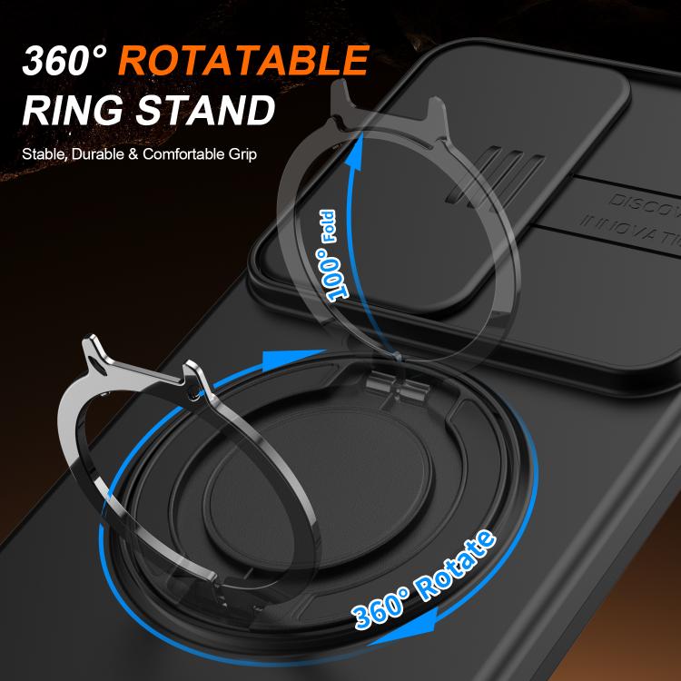For Samsung Galaxy S25 Ultra 5G Camera Sliding Shield Magnetic Rotation Holder Phone Case