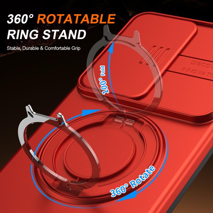 For Samsung Galaxy S25 Ultra 5G Camera Sliding Shield Magnetic Rotation Holder Phone Case