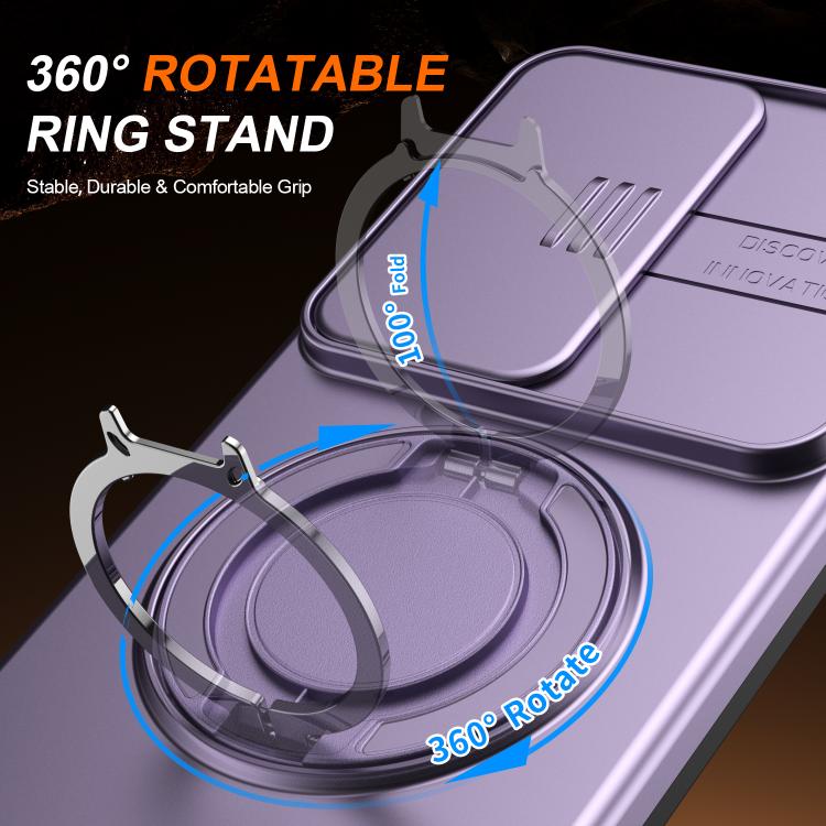For Samsung Galaxy S26 Ultra 5G Camera Sliding Shield Magnetic Rotation Holder Phone Case