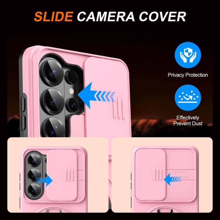 For Samsung Galaxy S26 Ultra 5G Camera Sliding Shield Magnetic Rotation Holder Phone Case