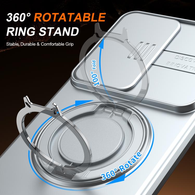 For Samsung Galaxy S26 Ultra 5G Camera Sliding Shield Magnetic Rotation Holder Phone Case