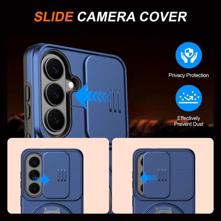 For Samsung Galaxy S26 5G Camera Sliding Shield Magnetic Rotation Holder Phone Case