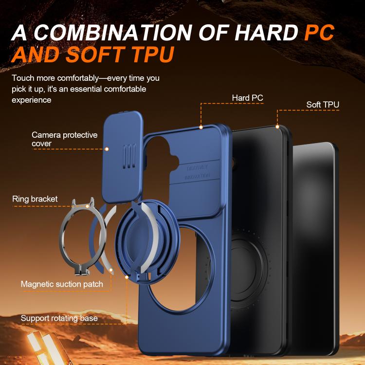 For Samsung Galaxy S26 5G Camera Sliding Shield Magnetic Rotation Holder Phone Case