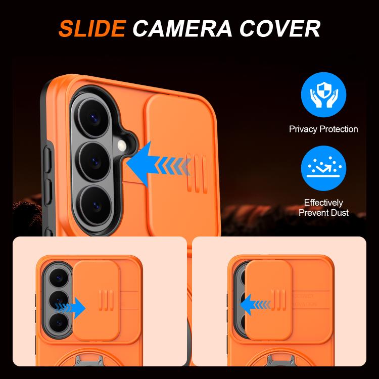 For Samsung Galaxy S26 5G Camera Sliding Shield Magnetic Rotation Holder Phone Case
