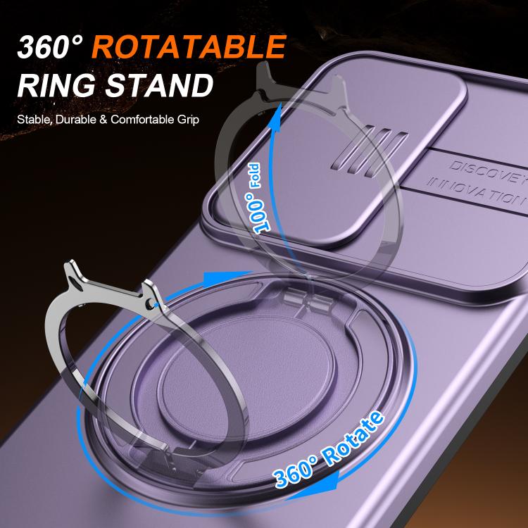 For Samsung Galaxy S26 5G Camera Sliding Shield Magnetic Rotation Holder Phone Case