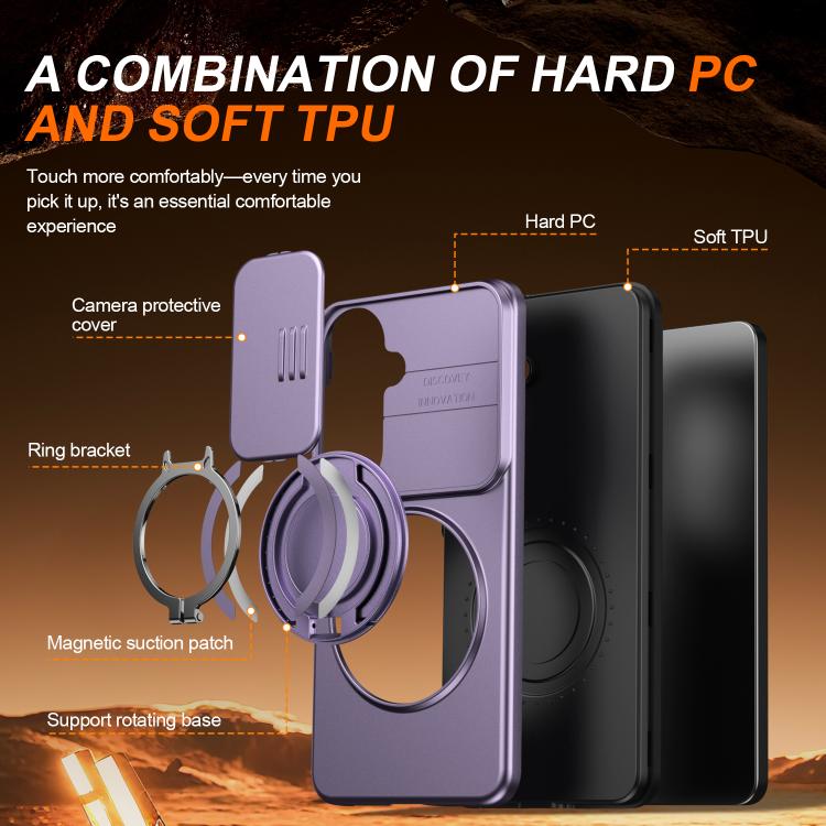 For Samsung Galaxy S26 5G Camera Sliding Shield Magnetic Rotation Holder Phone Case
