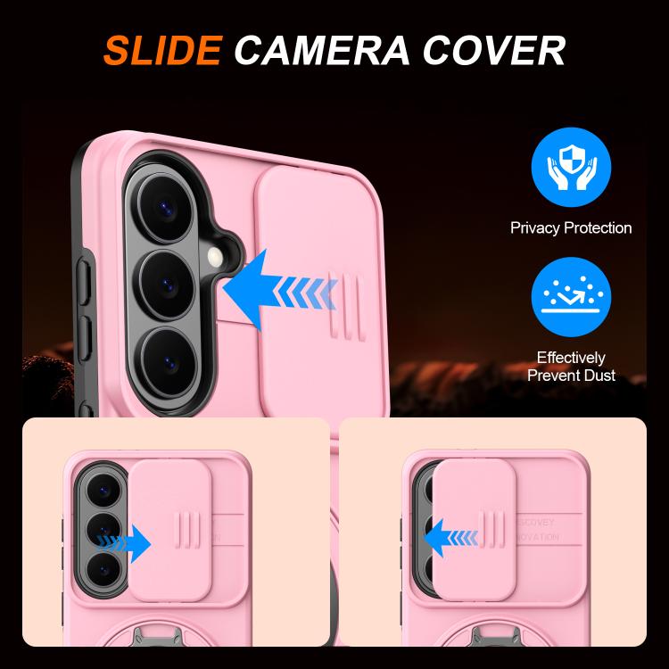 For Samsung Galaxy S26 5G Camera Sliding Shield Magnetic Rotation Holder Phone Case