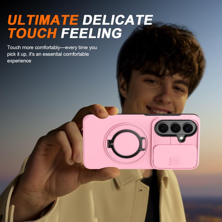 For Samsung Galaxy S26 5G Camera Sliding Shield Magnetic Rotation Holder Phone Case