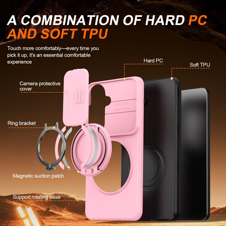 For Samsung Galaxy S26 5G Camera Sliding Shield Magnetic Rotation Holder Phone Case
