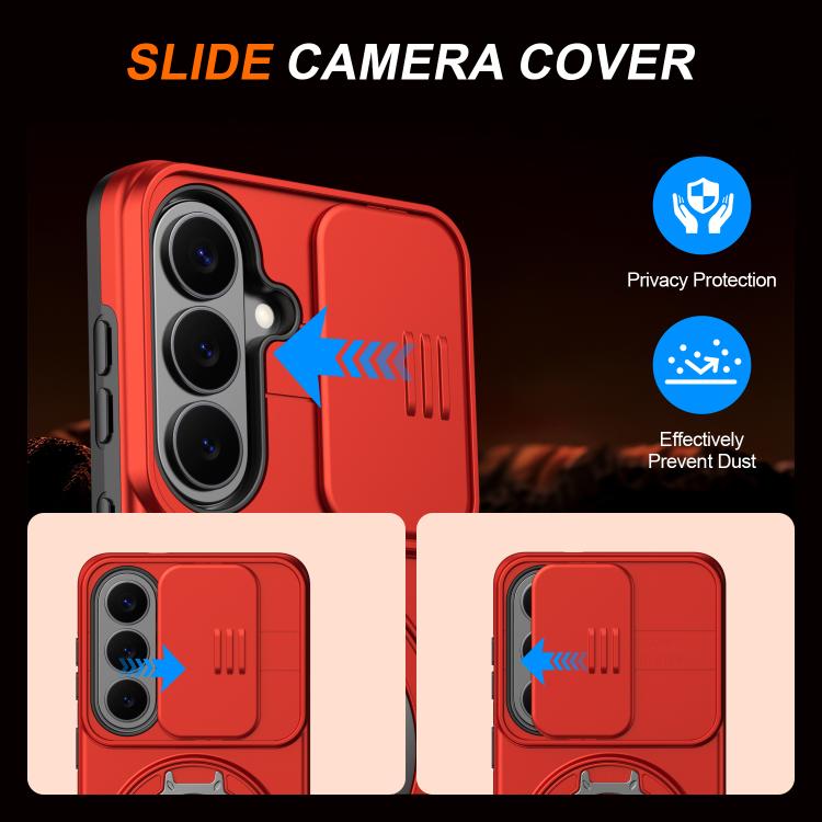 For Samsung Galaxy S26 5G Camera Sliding Shield Magnetic Rotation Holder Phone Case