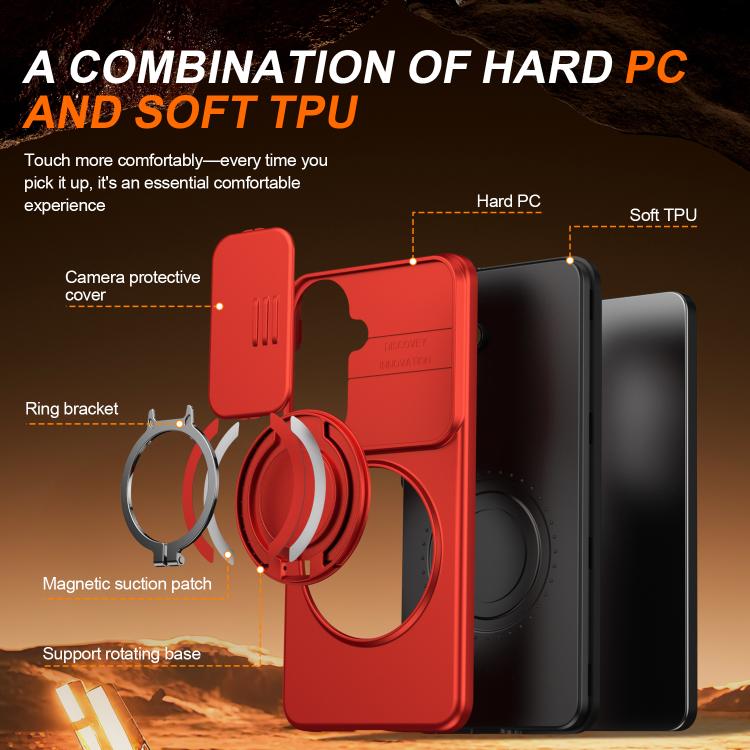 For Samsung Galaxy S26 5G Camera Sliding Shield Magnetic Rotation Holder Phone Case